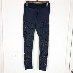 Labellamafia leggings womens medium black see through leg workout gym